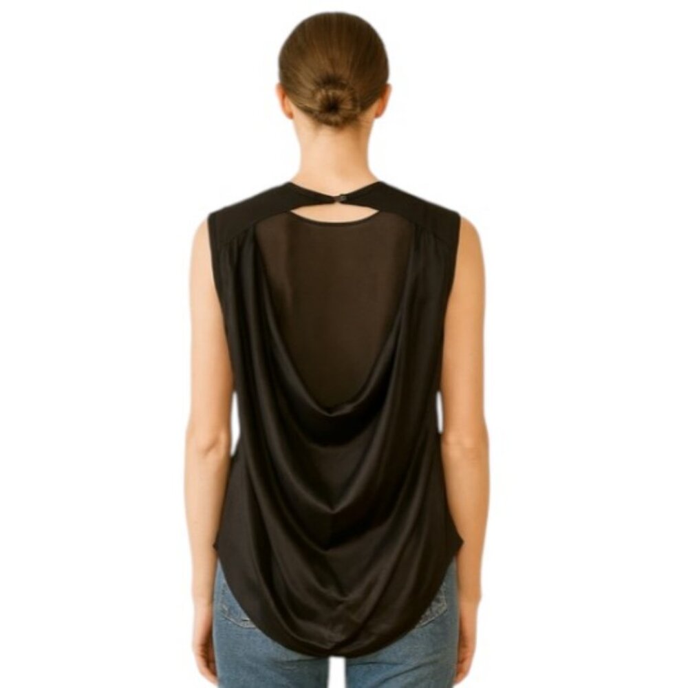 Alice + Olivia black sleeveless cowl back tunic top size XS